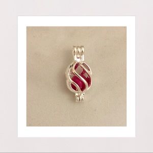 Genuine Freshwater Pearl in Caged Pendant | Pink